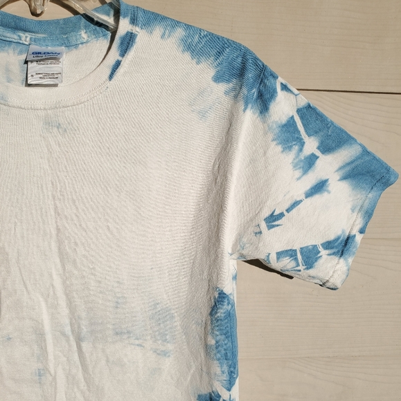 OOAK Cotton Tie Dye T-shirt White/Dark Blue - Picture 12 of 15